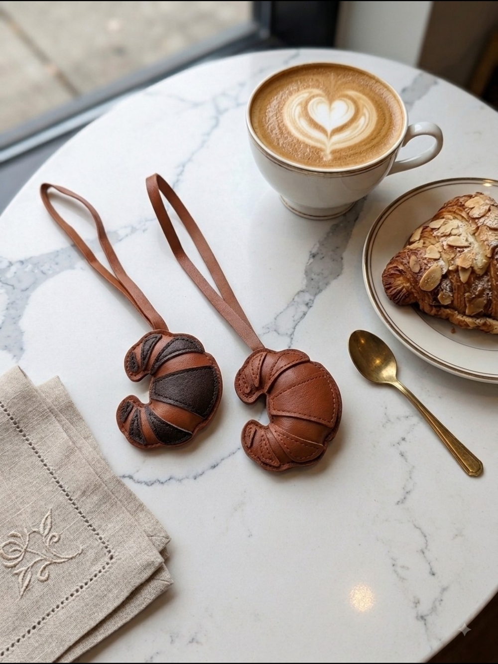 Leather Croissant Bag Charm - Pick One (New) - Picture 1 of 7